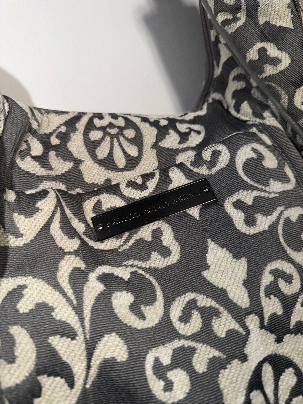Petunia Pickle Bottom Touring Tote - Earl Grey damask pattern - Picture 2 of 4